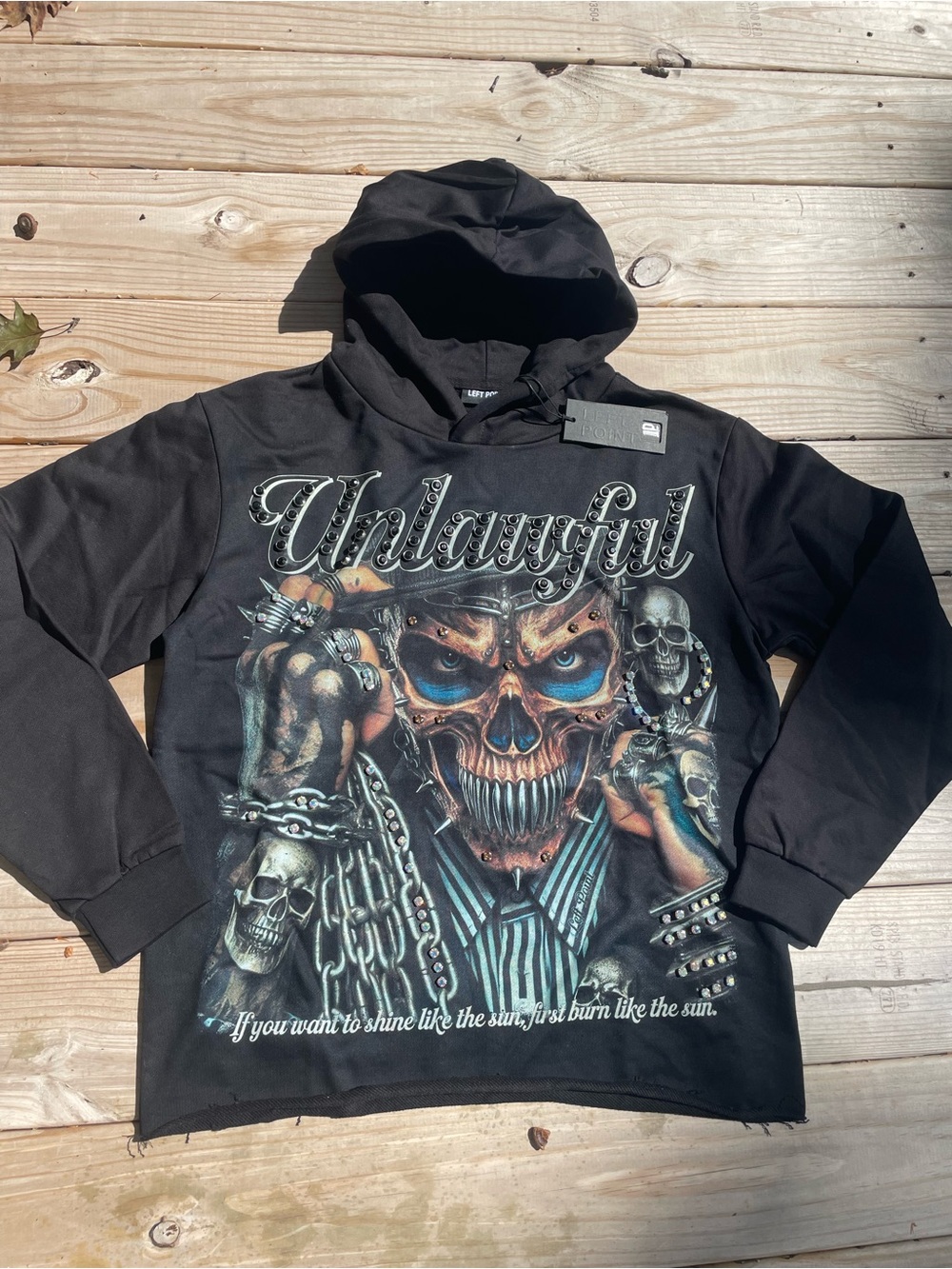 Left Point Italy Small Graphic Black Men's Hoodie Sweatshirt